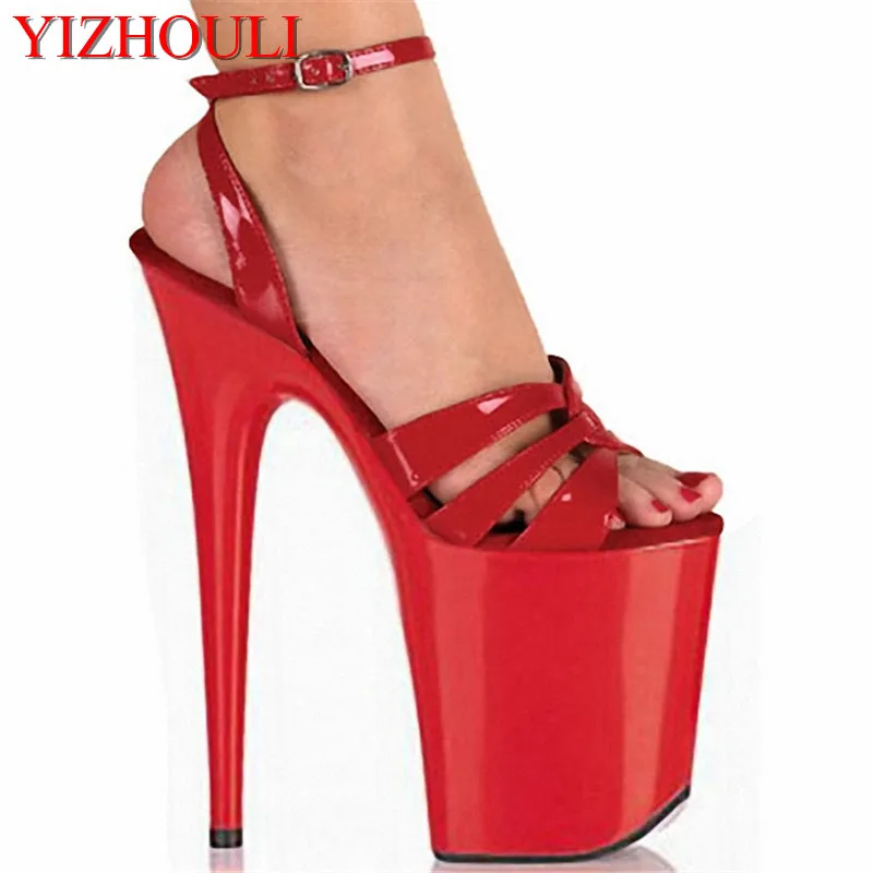 

8 inches high heel platform shoes ankle niang open-toed shoes with sexy bride wedding shoes 20cm Dance Shoes