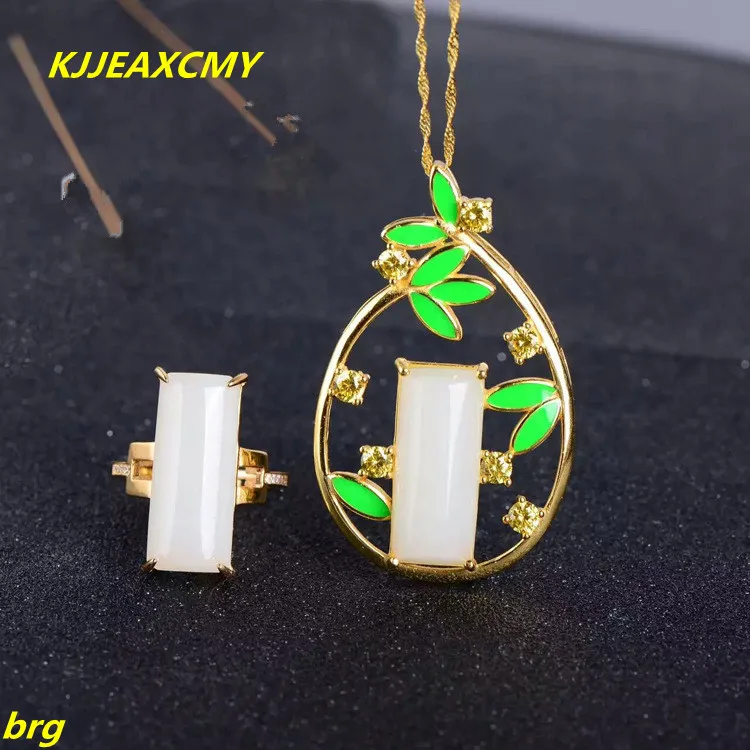 KJJEAXCMY Fine jewelry, Natural white jade 925 sterling silver plated