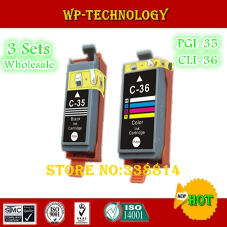 Совместимые картриджи с чернилами 6PK подходят для PGI35 CLI36 Φ Canon IP100 IP100B и т. Д. 6