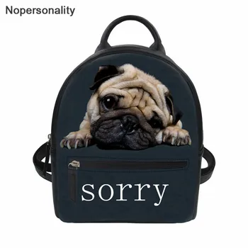 

Nopersonality Pug Dog Small Backpack for Teenage Girls Fashion Casual Leather Shoulder Bag Women Mini Bagpack Kids Bag Packs