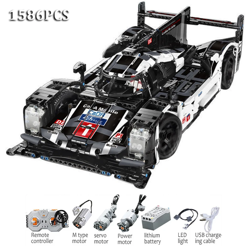 

CADA MOC Technic Formula F1 Racing Car Model 919 Hybrid Sports-car 42039 20003 DIY RC Building Block Bricks Toys For Children
