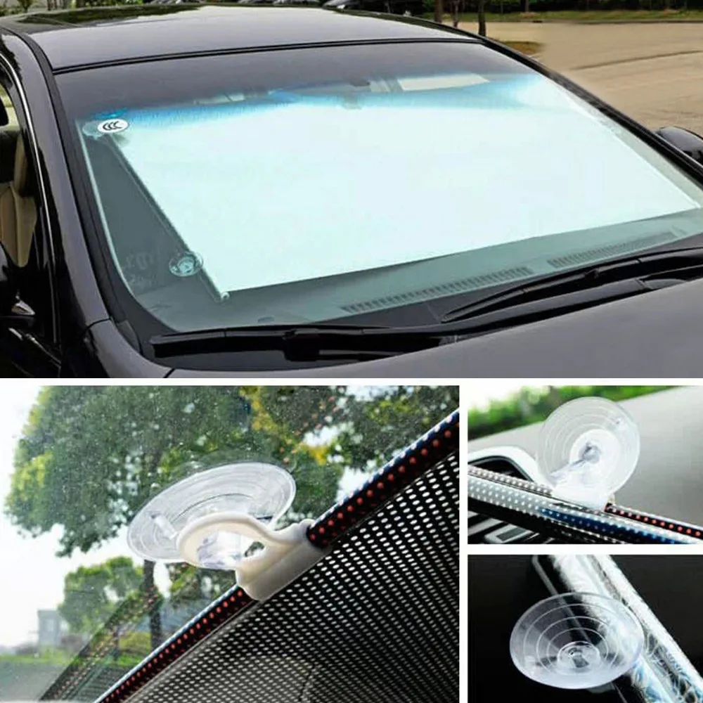 Triclicks 58 см выдвижная Автомобильная шторка для переднего окна, козырек для лобового стекла, солнцезащитный козырек, Солнцезащитная сетка, солнцезащитные козырьки