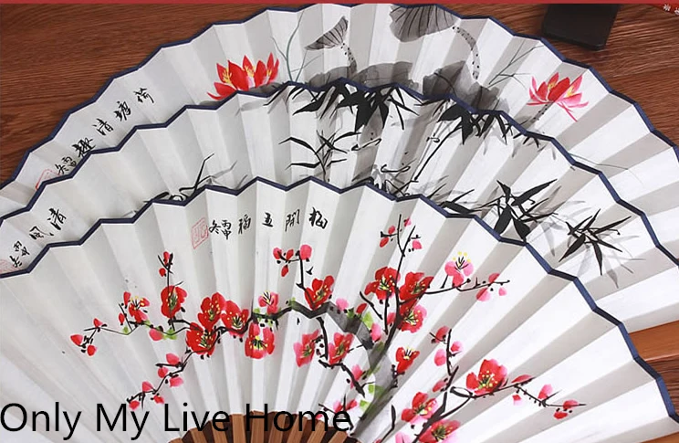 Ручная роспись китайский подарок Вентилятор живопись Большой Бамбук рисовая бумага вентилятор украшения складной ручной вентилятор