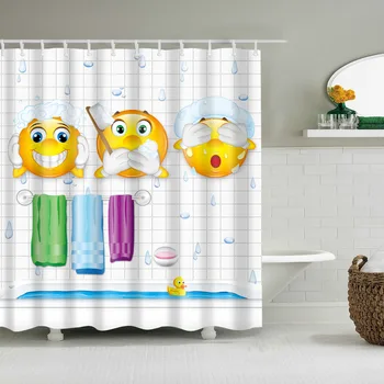 

Network expression Shower Curtain Cute trend pattern Bath curtain Waterproof bath towel bathroom decoration with hook B1045