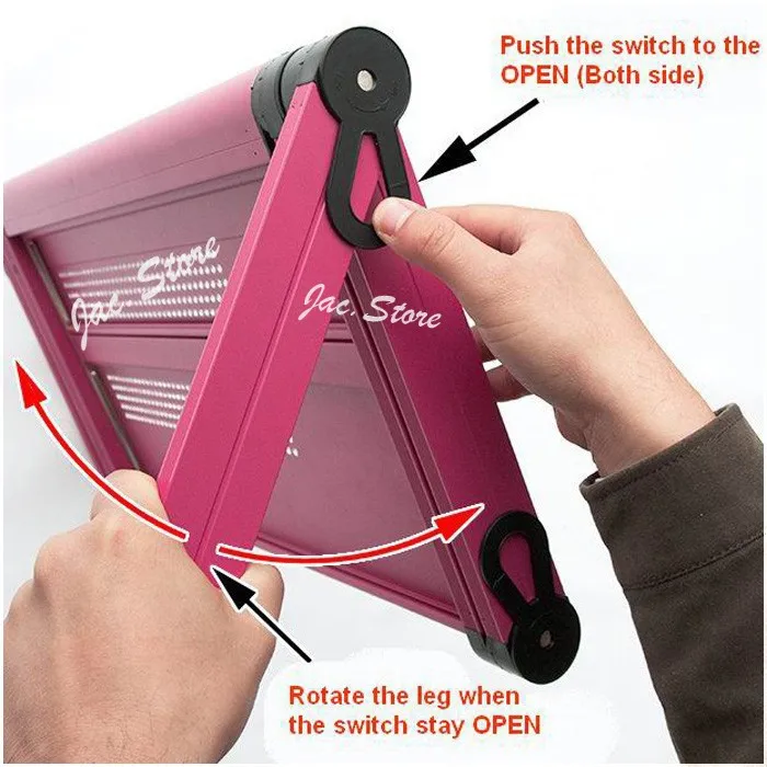 Enviromental Folding Design Portable Laptop Desk with Super Big Fan and Plastic Mouse Pad Pink Color (12)