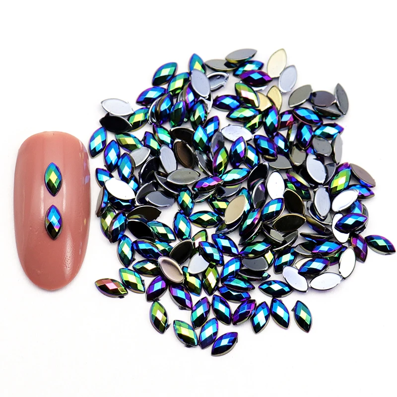 

500pcs Acrylic Rhinestones Nail Art Decals Flatback Horse Eye Glitter AB Colorful Rhinestones Makeup Jewels Sew or Glue on Gems