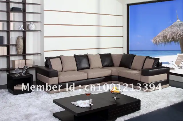 Modern furniture / living room fabric/ bond leather sofa/ sectional ...