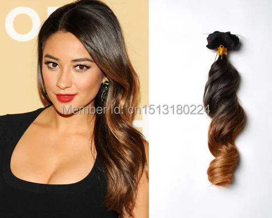 14 Shay Mitchell Off Black Two Tones Subtle Ombre Clip In Hair