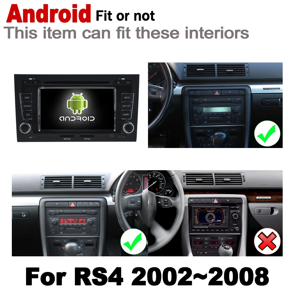 Best Android 2 DIN Car DVD GPS For Audi A4 RS4 8E 2002 2003 2004 2005 2006 2007 2008 MMI Navigation Multimedia Player WiFi System 1