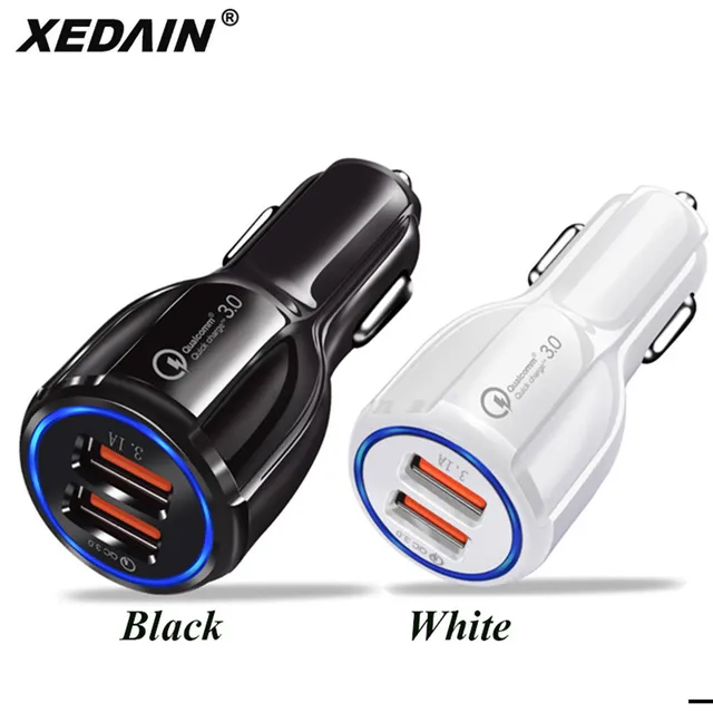 Cheap XEDAIN Car USB Charger Quick Charge 3.0 Mobile Phone Charger 2 Ports USB Fast Car Charger for iphone ipab Tablet Charger Android