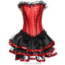 Women Sexy Lace Burlesque Overbust Corset with Mini TuTu Skirt Fancy Dresses Costume gothic corset Plus Size S-6XL