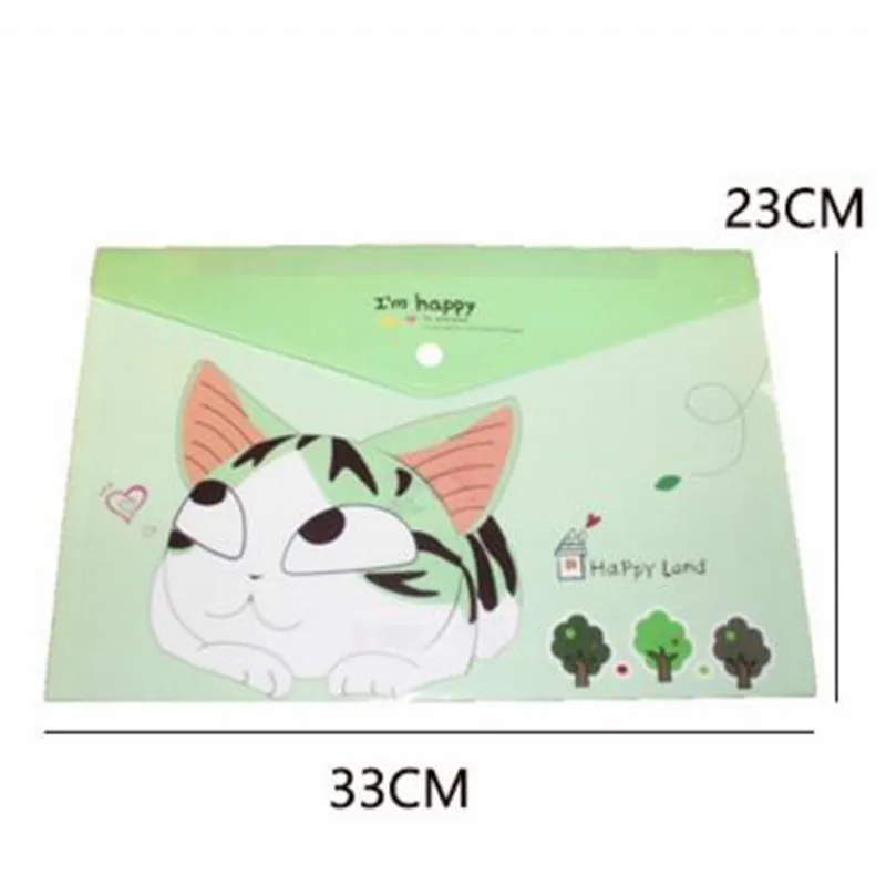 24Pcs/lot Cute Cheese Cat File Bag Folder Document Filing Products Kawaii PVC A4 Bag Office School Supplies