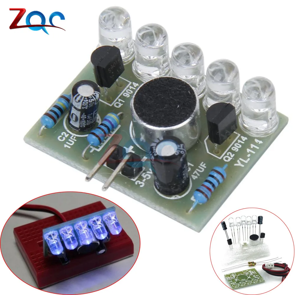 

Voltaje DC 3 V-5,5 V LED Control de sonido melodía lámpara Sensor de producción electrónica Kits DIY Suite Material FR-4 de fibra de vidrio de la Junta