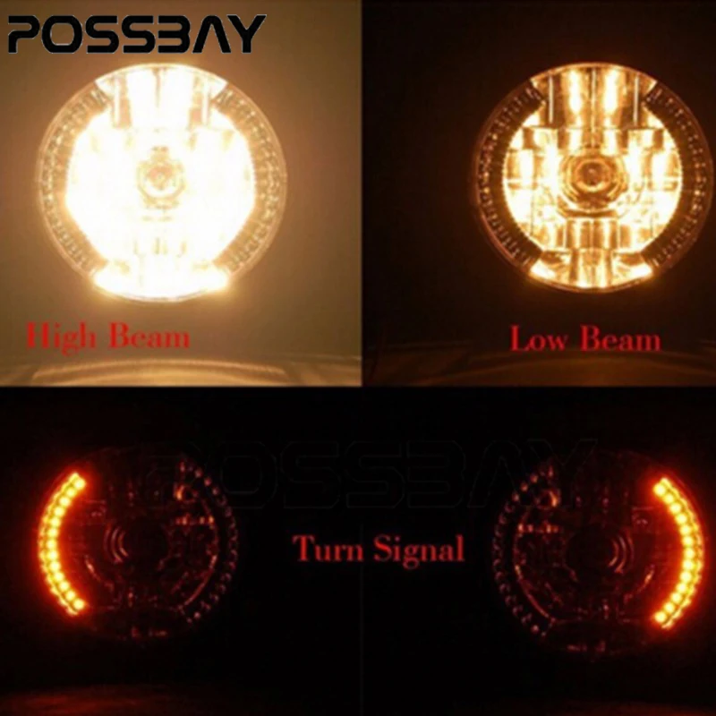Posbay 7 &quotH4 Фары для мотоцикла галогенные огни сигнальный мигатель поворота Harley GN125