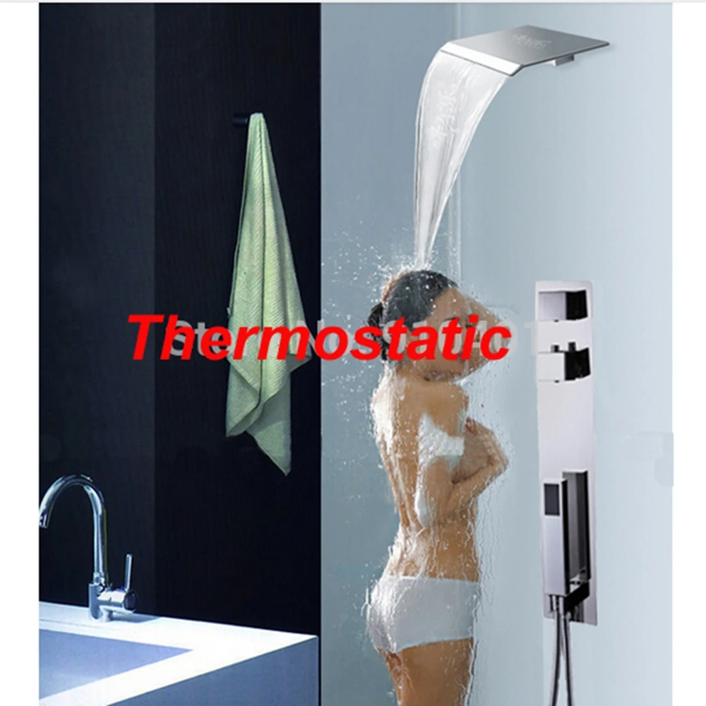 

Thermostatic Valve Waterfall Shower Faucet Wall Mounted Hand Shower Mixer Tap