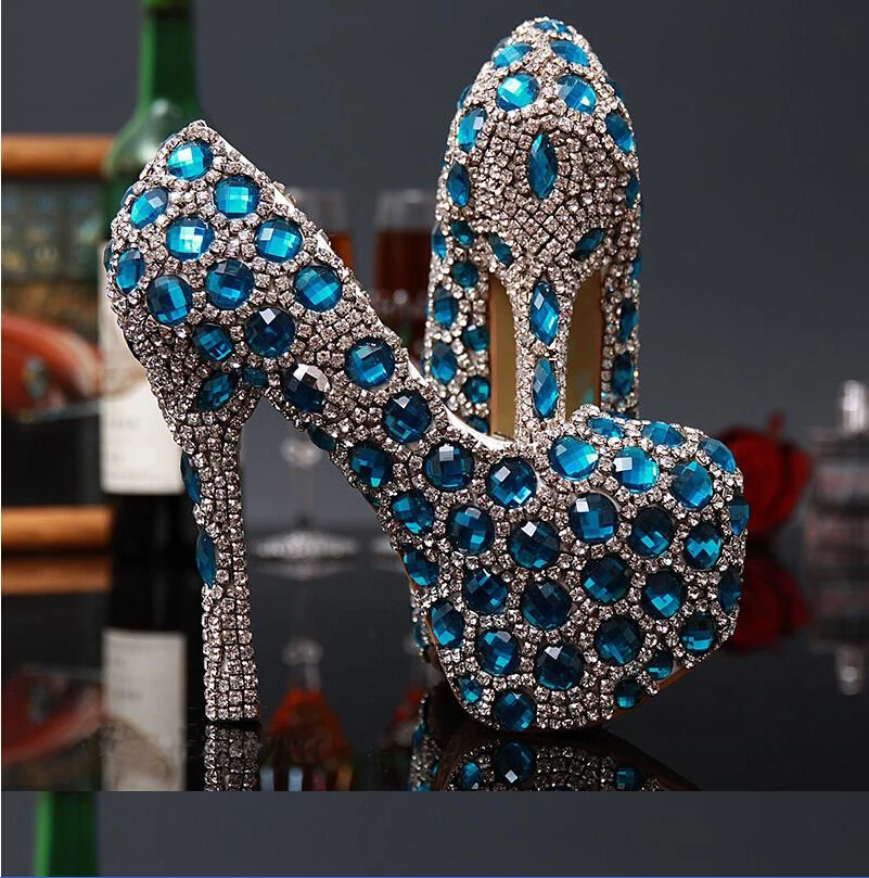 turquoise block heel shoes