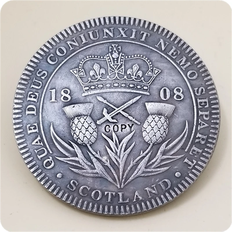 

1808 Scotland Retro Pattern Crown Pewter George III COPY COIN FREE SHIPPING