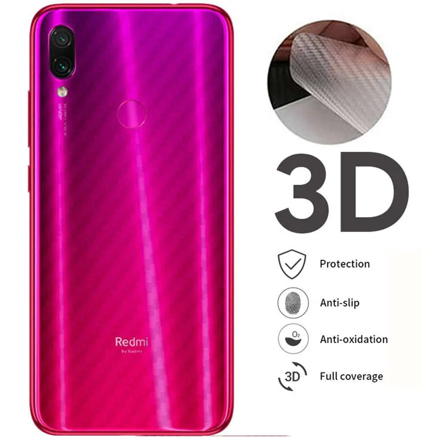 

5Pcs/lot 3D Clear Carbon Fiber Screen Protector For Xiaomi Redmi Note 7 6 5 Pro Back Cover Protective Guard Film
