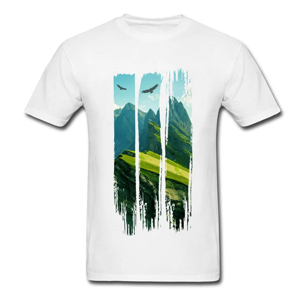 Mountain Landscape Casual Tops Shirt Short Sleeve for Men Cotton Fabric Summer Fall Crew Neck Tshirts Casual Top T-shirts Retro Mountain Landscape white