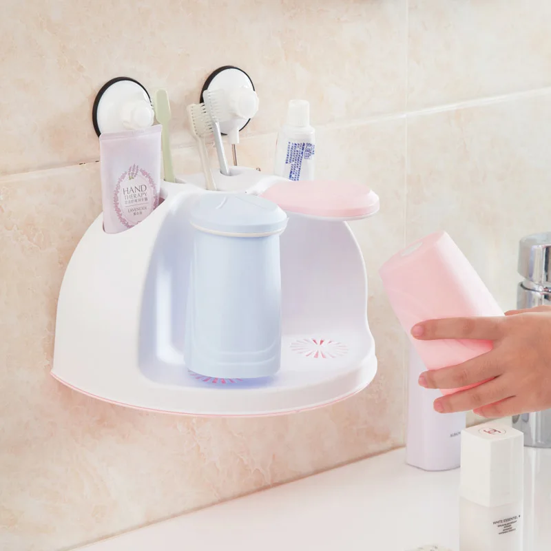 

Wall-mounted toothbrush holder wall hanging mug set brush teeth wash couple put toothpaste shelf storage rack lw12449