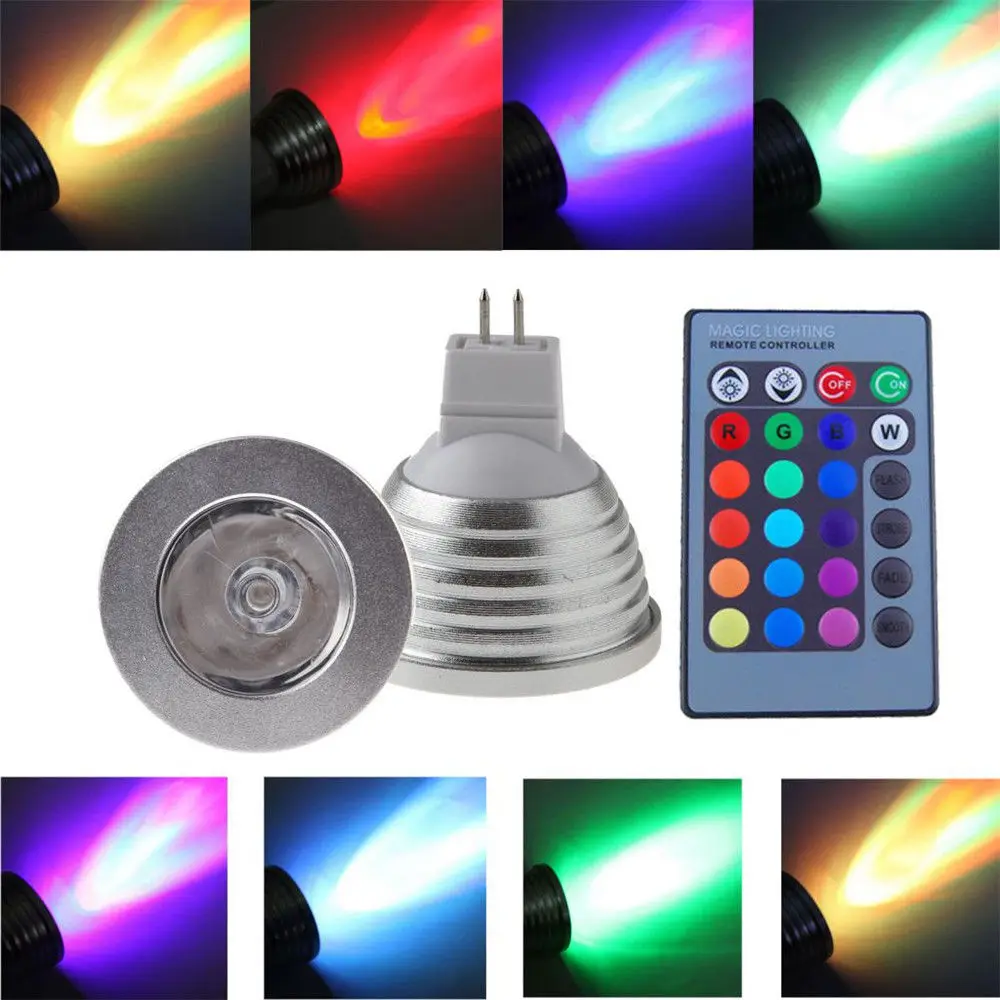 10 шт. светодиодный MR16 DC/AC12V RGB лампа RGB светодиодный светильник 3 Вт Светодиодный светильник Светодиодный точечный светильник Точечный светильник 16 цветов