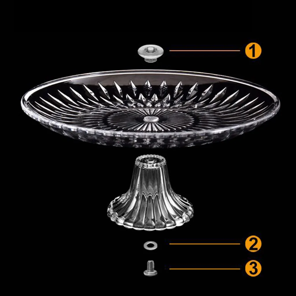 Round Clear Dish Platters Plate Food Serving Tray with Base, Plastic