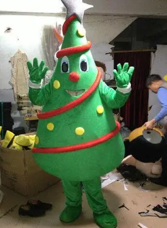 Горячая Профессиональный зеленый костюм талисмана рождественской елки для взрослых Размер нарядное платье костюм персонажа EMS отправка