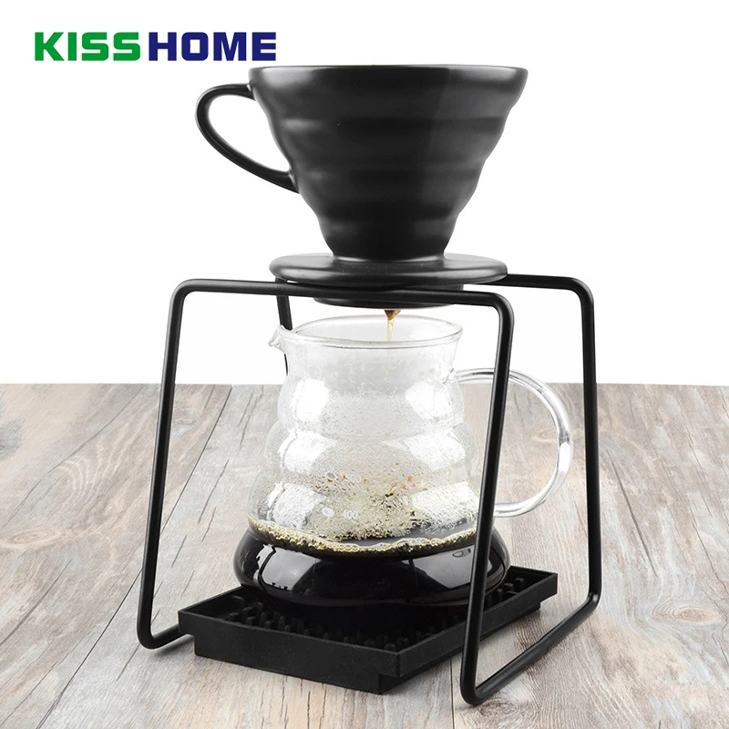 

Coffee Stainless Steel Filter Cup Holder V60 Drip Filter Paper Filter Set Espresso Coffee Stable Metal Rack with Non-slip Mat