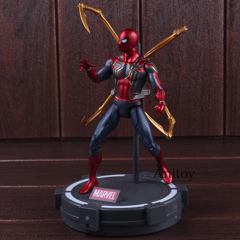

Avengers Infinity War Action Figures Marvel Spiderman Iron Spider with LED Light PVC Collectible Model Boys Toys 17cm