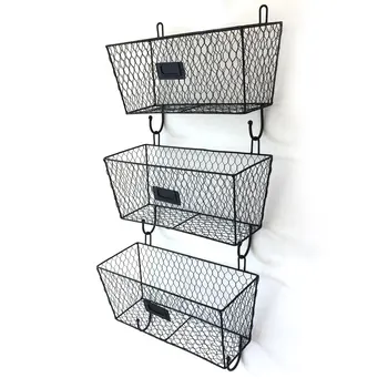 

3pcs Wire Letter Mail Mount Metal Rack Basket Vintage Triple Organizer NEW