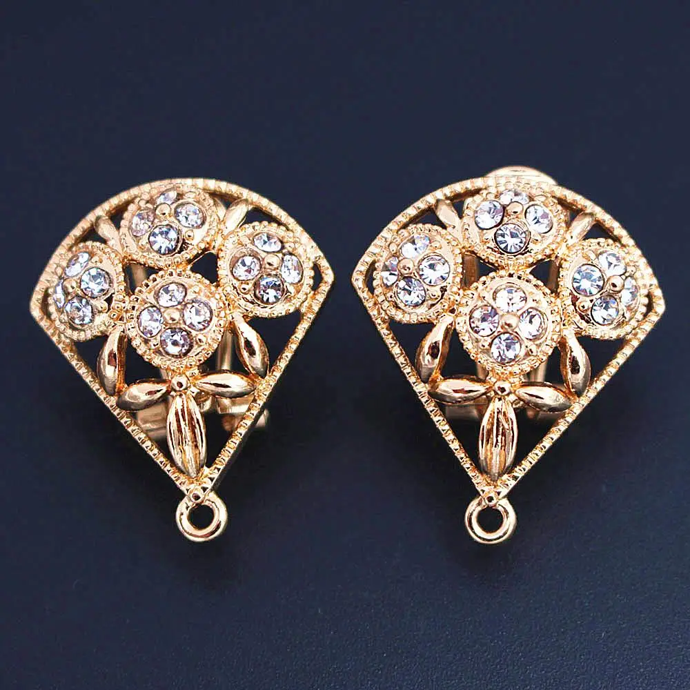 

Earrings Post Hanger on Connectors Linker Paved Rhinestone Quality Gold color Filigree Metal DIY African Women Earrings Making