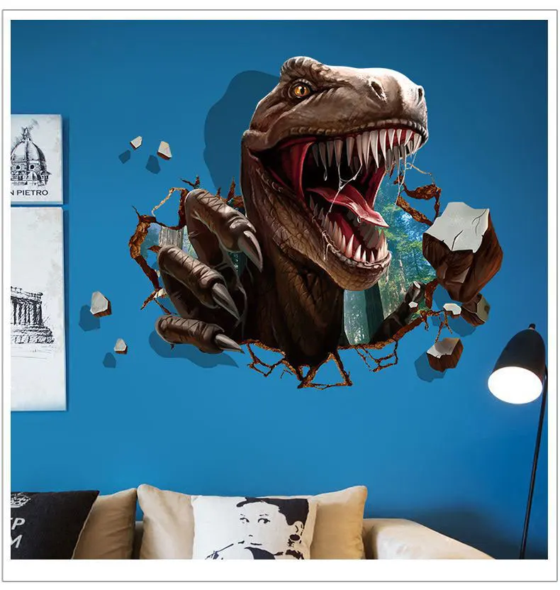 % Three-Dimensional Dinosaur Bedroom Wall Sticker Wall Decorations Living Room kids room Decoration 3D Stickers poster wallpaper