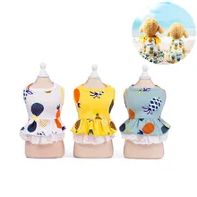 Летний наряд для маленьких собачек банан клубника, ананас Щенок Юбка с кошкой Пляжная футболка ropa para собака Перро Одежда для собак Dmall