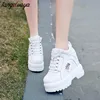 white platform sneakers women breathable casual shoes women fashion platform sneakers running shoes for women chaussures femme ► Photo 1/6