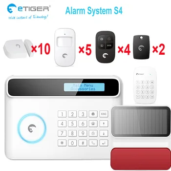 

Mobile remote control 7 languages ES/FR/EN/GE/NL solar power horn and RIFD keypad home security system set
