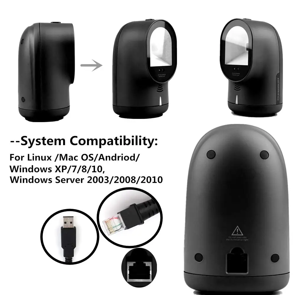 ISSYZONEPOS 2D الباركود ماسحة يدوي USB احادي قارئ شفرة التّعرّف عالية السرعة المسح 1D/2D الباركود ويندوز لينكس ماك