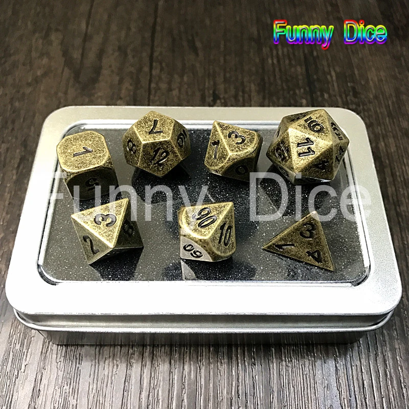 Metal Dice 7 set d4 d6 d8 d10 d% d12 d20 for Board Games Rpg Dados jogos dnd with box gift | Спорт и развлечения