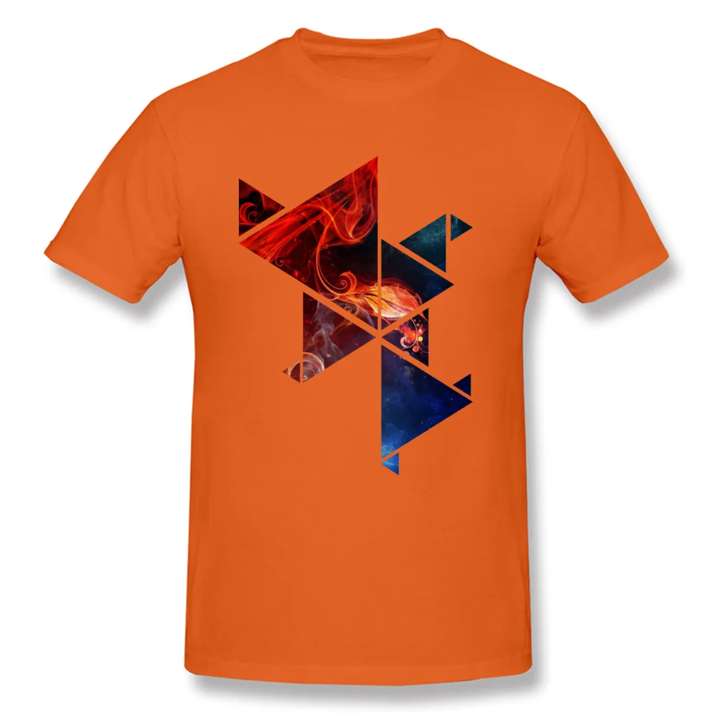 Abstract geometric T-Shirt for Men Geek Fall Tops & Tees Short Sleeve Retro Casual Tee Shirts O Neck Pure Cotton Abstract geometric orange