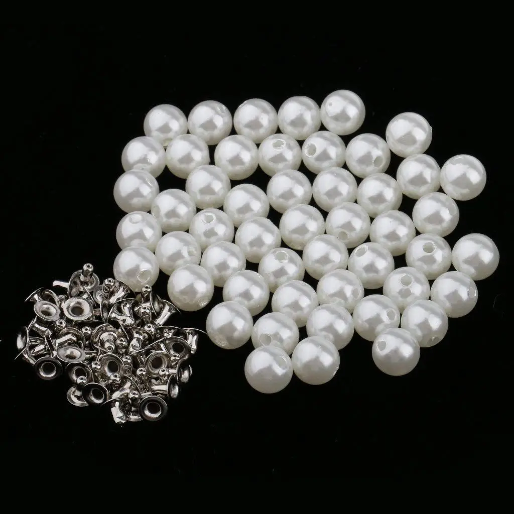 

50 Pcs Beads Buttons Rivets Nails For Bag Jeans Decoration DIY Crafts - 10 mm