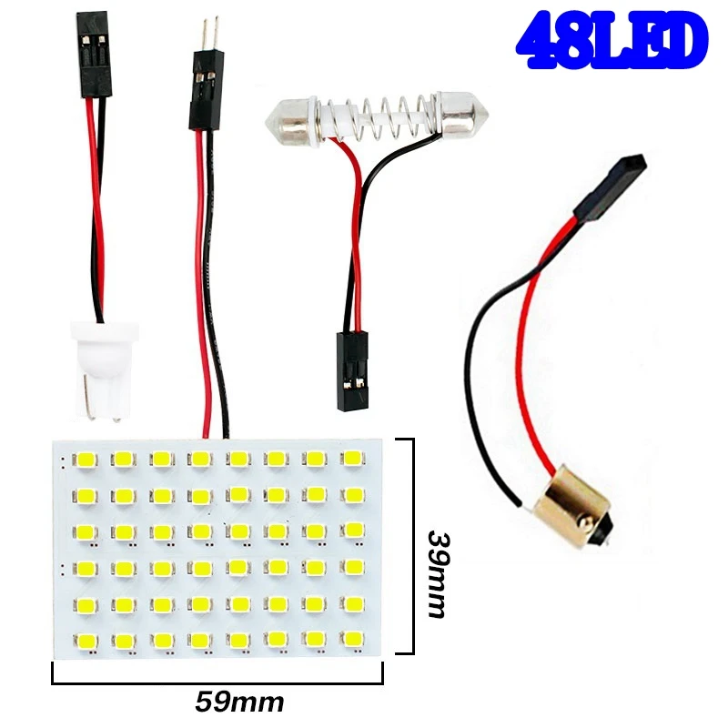 T10 W5W BA9S C5W гирлянда(31 мм 36 мм 39 мм 42 мм) 3 адаптера 12 36 48 SMD 2835 Светодиодный светильник для чтения