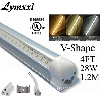 

V-Shaped 4ft Led Tube Light T8 28w 1.2m Integrated Led Tubes Double Sides SMD2835 Led Fluorescent Lights AC85-265V CE RoHS UL