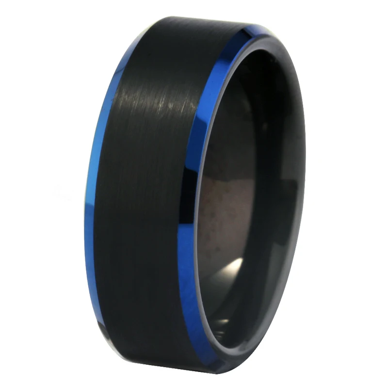 Black Blue Bevel R Обручальное кольцо на головщину для женщин и мужчин обручальные кольца бесплатно пользовательский дизайн имя, дата текст вольфрамовые кольца персонализировать вечерние кольца - Цвет основного камня: Black Blue Bevel R