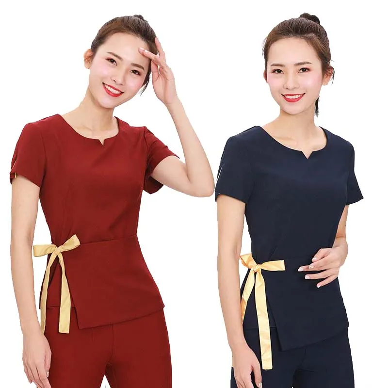 

[SET] 2019 Women's Short Sleeve Medical Scrubs Beauty Salon Beautician Uniforms Spa Tunic Suit
