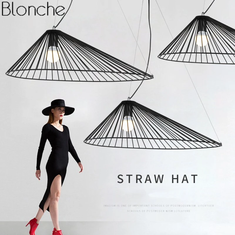 Скандинавская соломенная шляпа, светодиодные подвесные светильники для гостиной, лофт, промышленная Подвесная лампа, Светильники для кухни, домашний декор, светильник