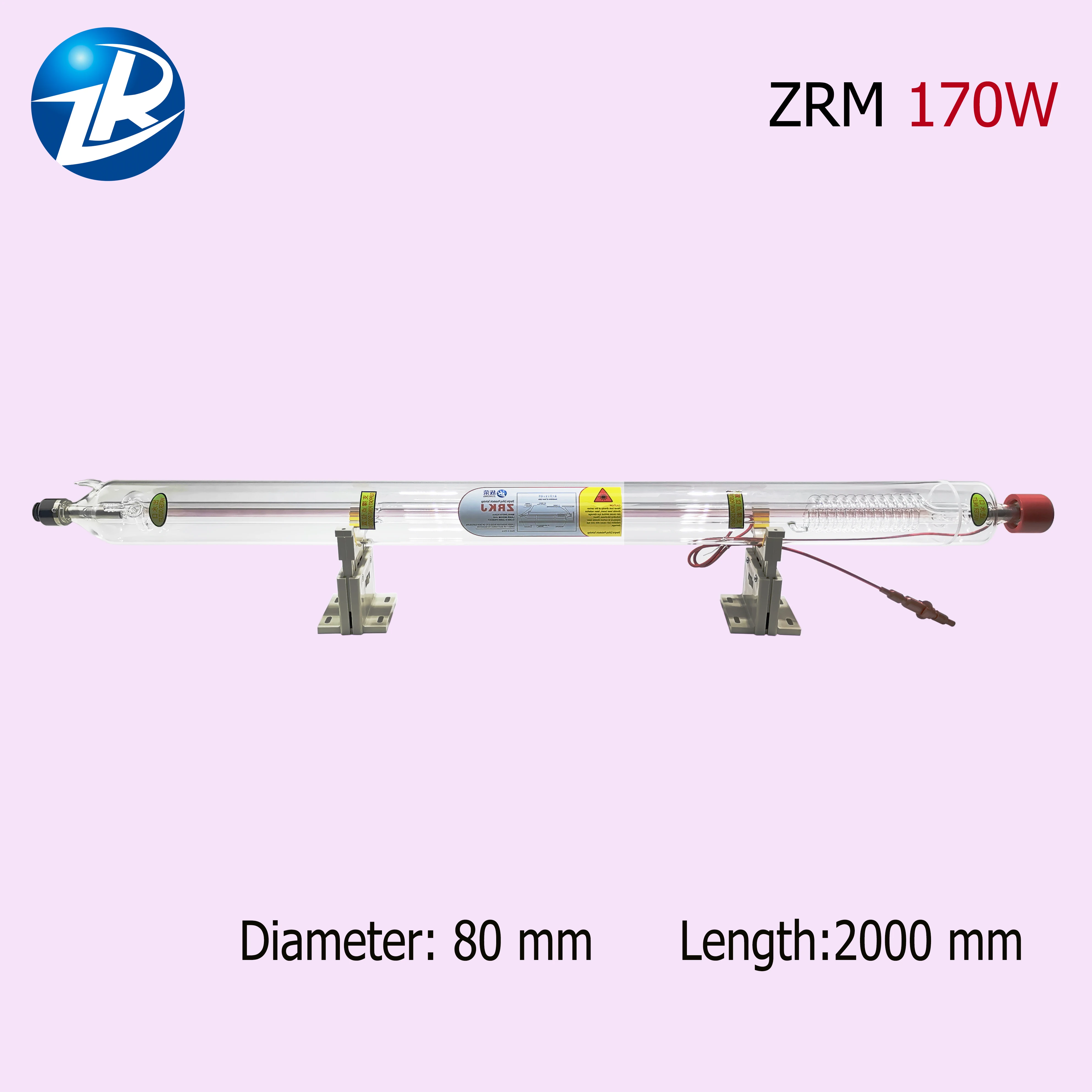 Металлическая головка 170 Вт СО2 лазерная трубка Максимальная мощность 180 Вт Длина 2000 мм с CE и ROHS
