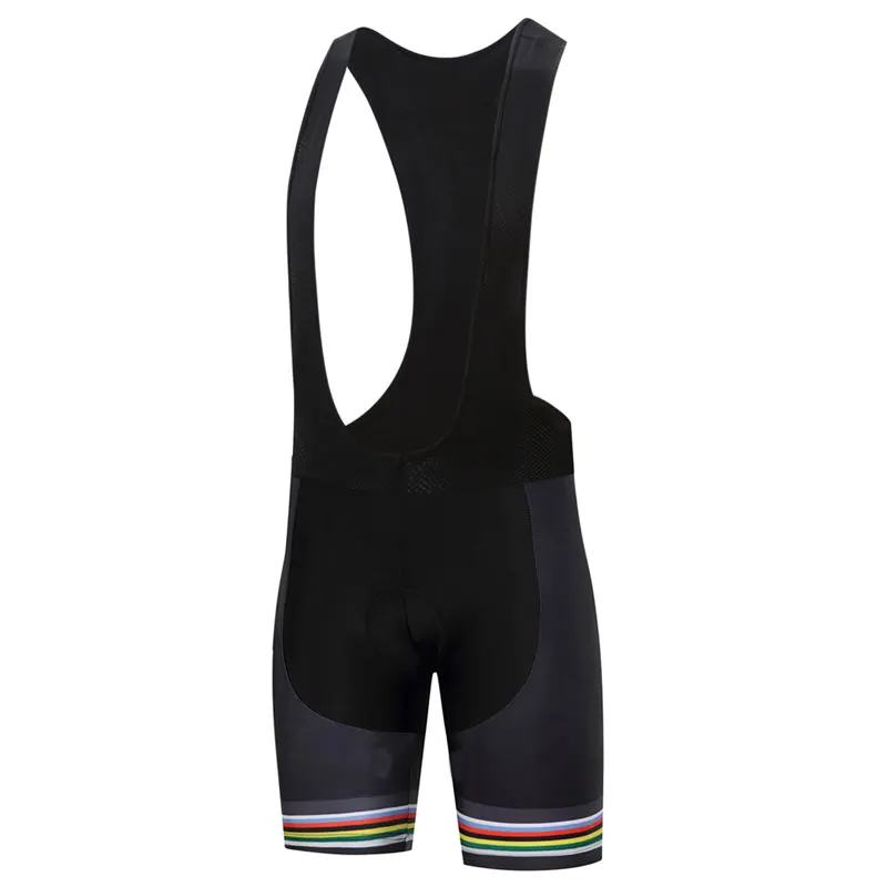 

Men Spring Summer Cycling Bib Shorts Solid Black Shorts with Colorful Stripes 3D Protection Cushion Customized/Wholesale Service