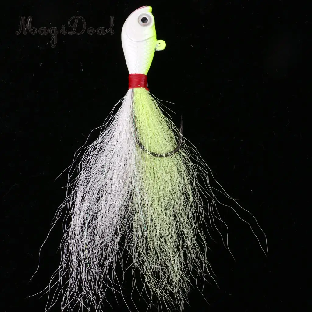 Bucktail Джиг, приманка для рыбалки, 3D глаза, морская пресноводная 42 г, приманка для серфинга, ловли окуня