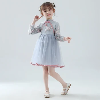 

Girls Hanfu Dress Chinese Style Tang Suit Kids Chinese Ancient And Traditional Hanfu Costumes Chinese Folk Dance Dress DQL483