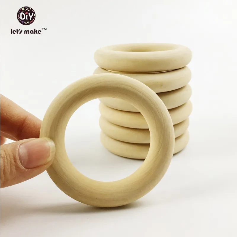 Давайте сделаем деревянное кольцо для прорезывания зубов, совместимое с 2,8 ''H 13 мм, Незавершенное кольцо для прорезывания зубов, безопасный экологический деревянный прорезыватель, игрушка Вальдорф, одиночное кольцо