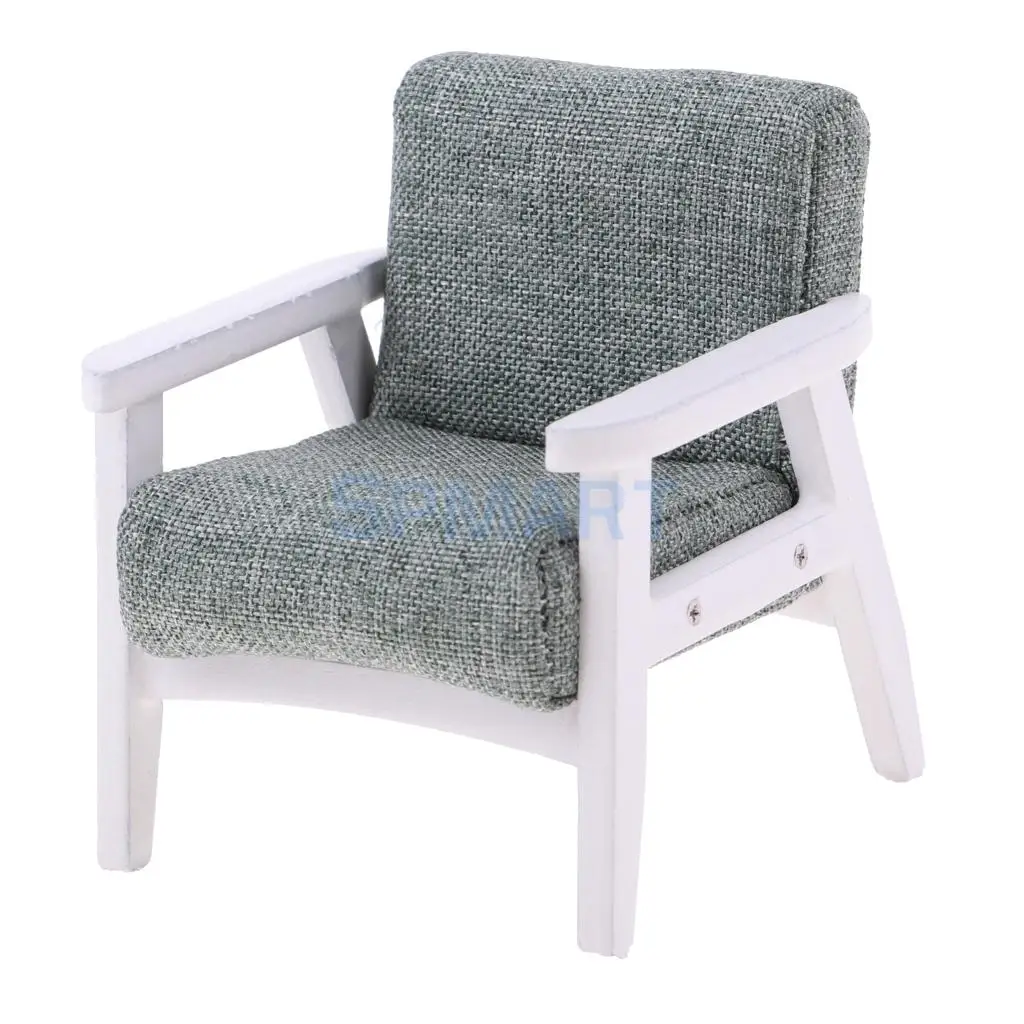 1:12 Scale Wood Dollhouse Miniature Single Sofa Chair Living Room Bedroom Furniture Decor Dolls Action Figures Acc Model Toy